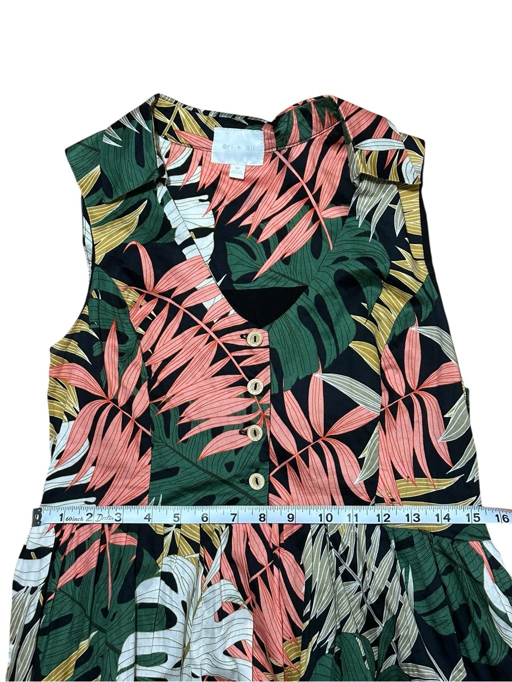 Anthropologie Eri+Ali Foliage Tropical Palm Print Dress Size M - Picture 9 of 9